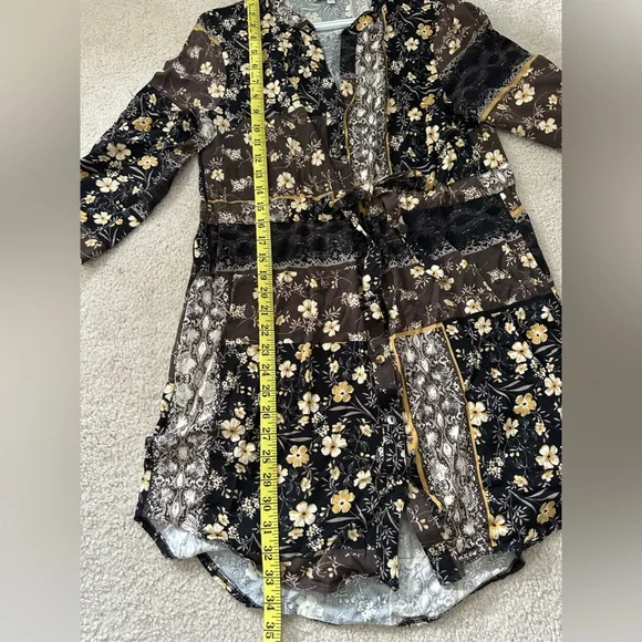 APRICOT Floral Patchwork Trench Coat - Black, Brown, Cream - Picture 2 of 8